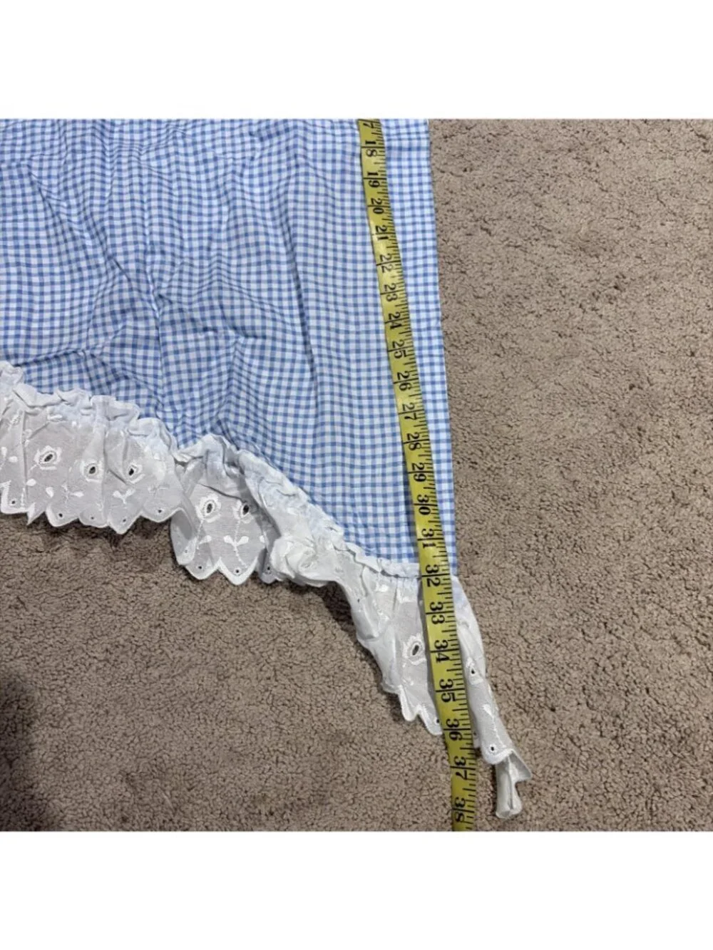 VTG 2 Blue & White Gingham Swag Curtain 39